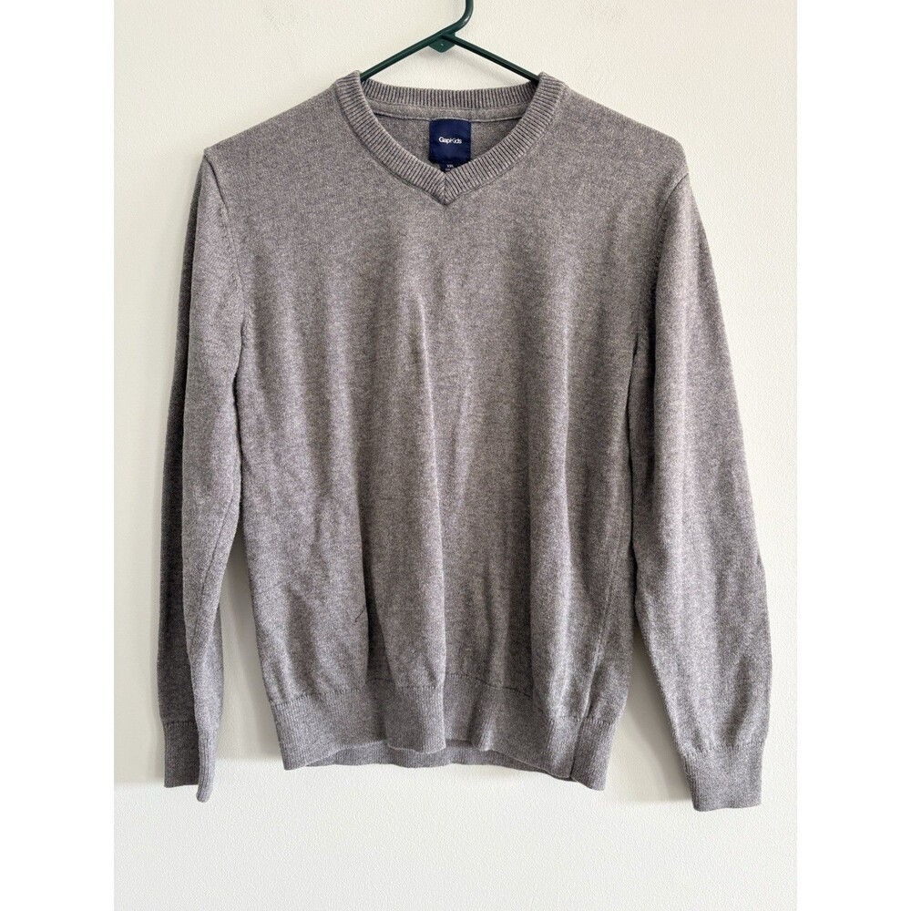 Gap Kids Sweater Boys XXL 14/16 Gray V Neck Pullover Cotton Blend Preppy